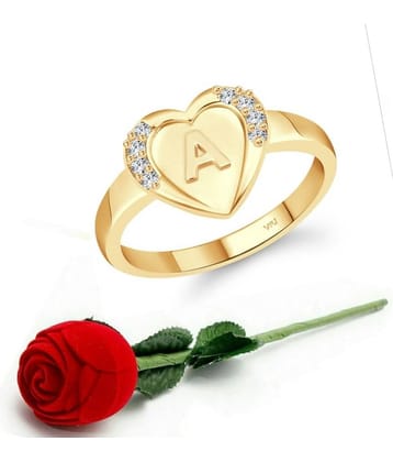 Valentine Initial '' A '' Letter in heart ring alphabet for women and Girls