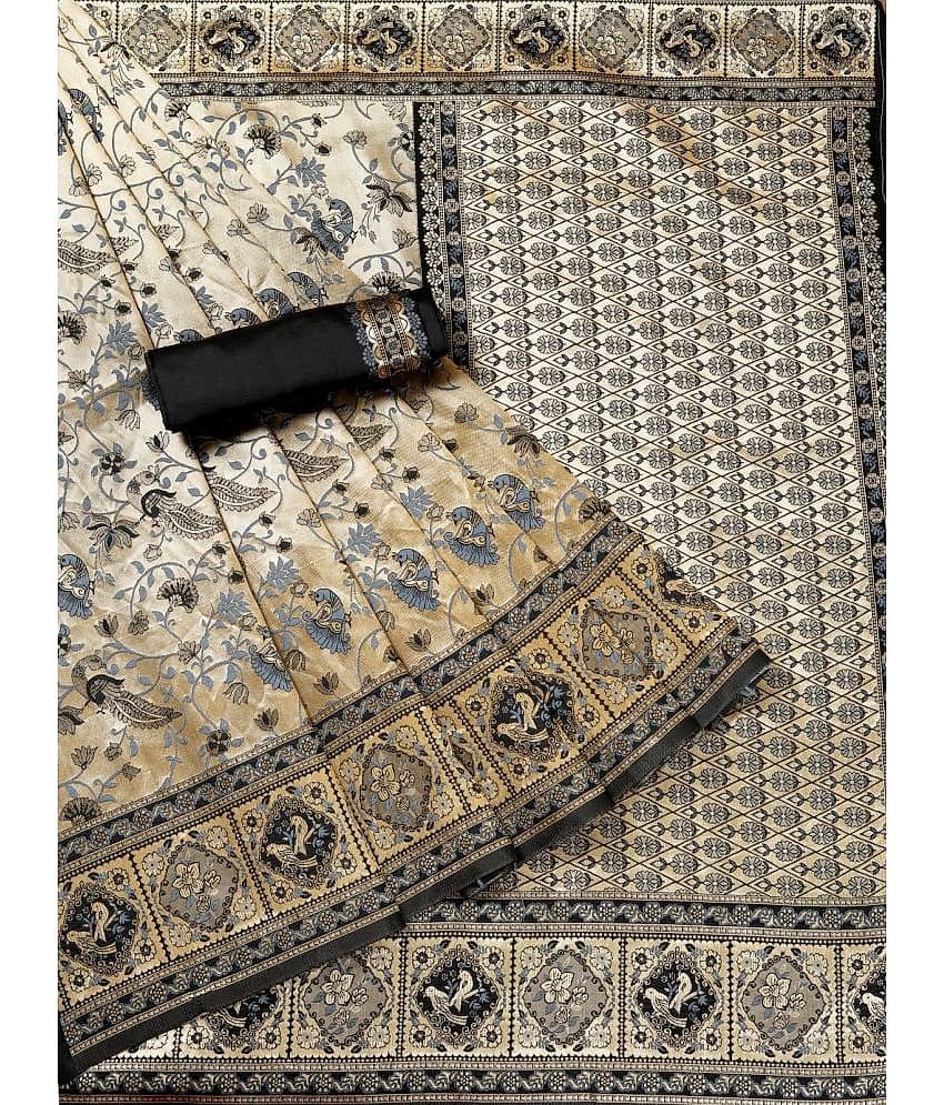 Gazal Fashions Banarasi Silk Embellished Saree With Unstitched Blouse Piece ( Multicolour )