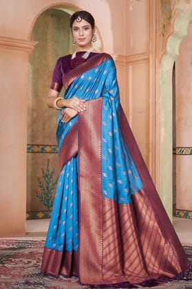 Blue Kubera Pattu Kanjivaram Saree