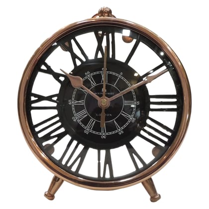 Brass Table Clock | Luxury Home Decorative Timepiece, Height : 7 Inch (MRMAS243 D)