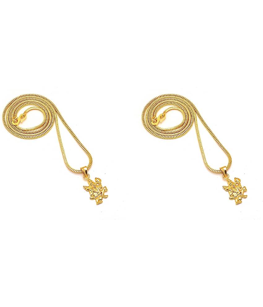 Jewar Mandi - Gold Religious Pendant With Chain ( Pack of 2 )