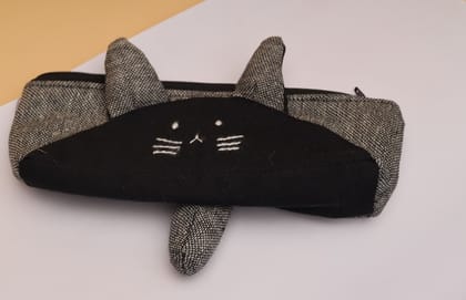 Pencil Pouch    Canvas with Jute & Cotton Print Fabric