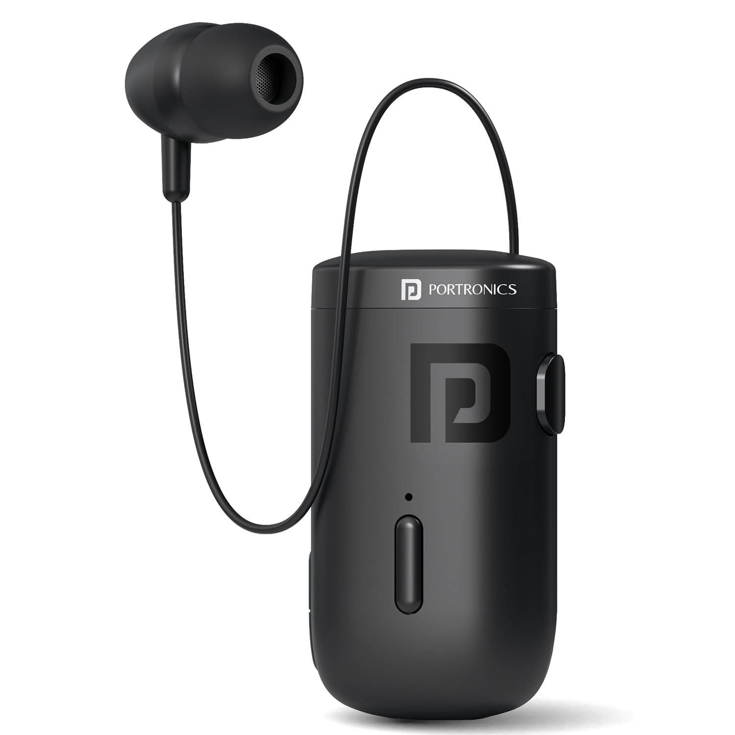 Portronics Harmonics Klip 6 Retractable Bluetooth Calling Earphone with Upto 30 Hour Playback, Vibration Prompt, Strong Clip, HD Clarity Mic, Bluetooth V5.3, Type C Fast Charging(Black)
