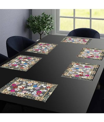 PVC Floral Rectangle Table Mats ( 43 cm x 29 cm ) Pack of 6 - Pink