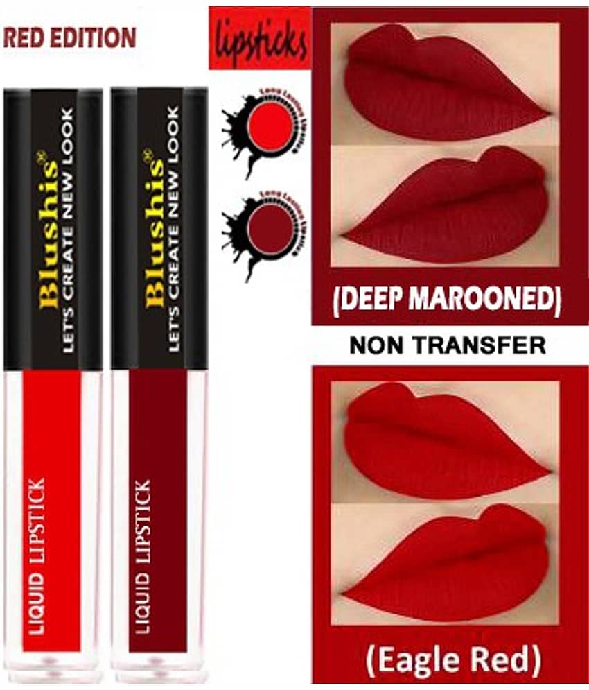 BLUSHIS Long Wear Multi Color Matte Lipstick (Pack of 2 )