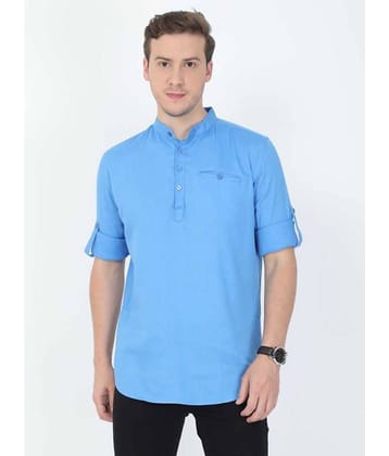 Springberry - Shirt Style 100 percent Cotton Sky Blue Men's Kurta ( Pack of 1 )