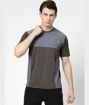 DAFABFIT Polyester Regular Fit Colorblock Half Sleeves Men's T-Shirt - Navy ( Pack of 1 )