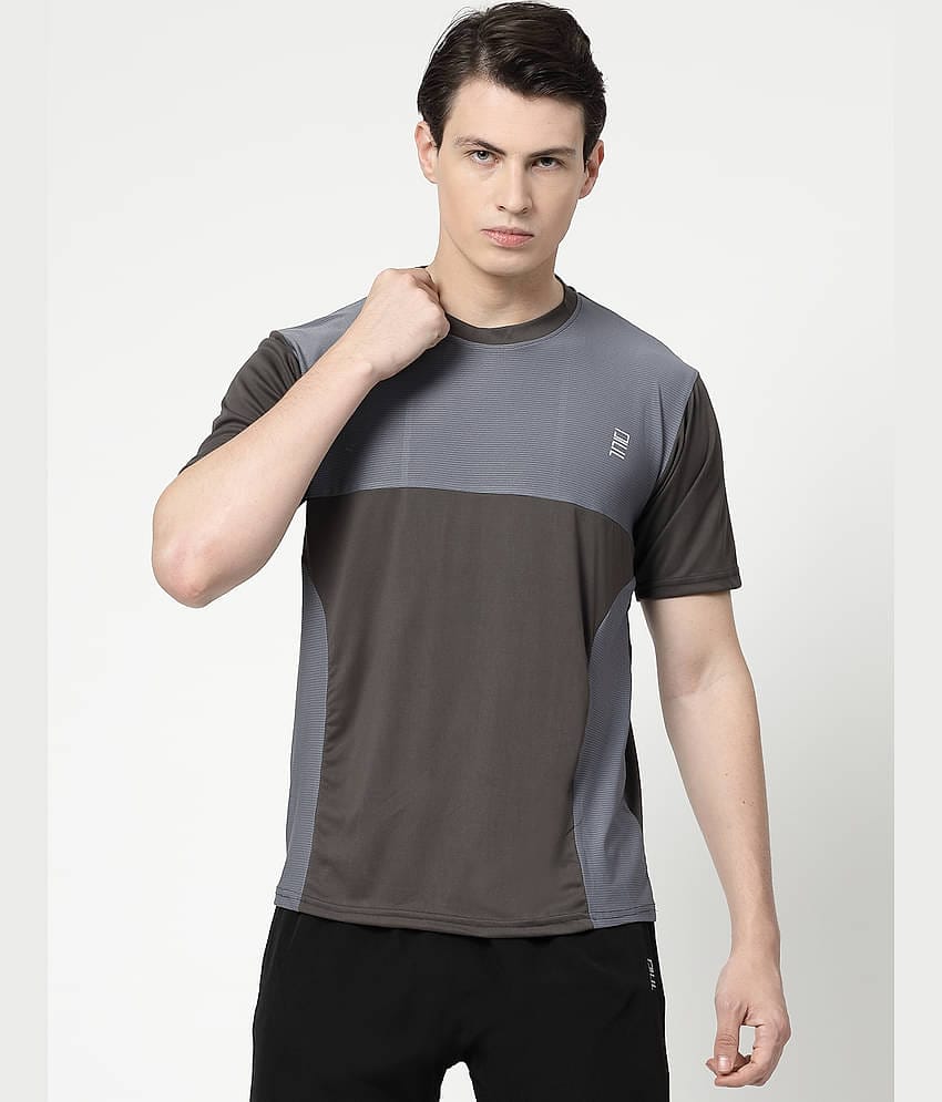 DAFABFIT Polyester Regular Fit Colorblock Half Sleeves Men's T-Shirt - Navy ( Pack of 1 )