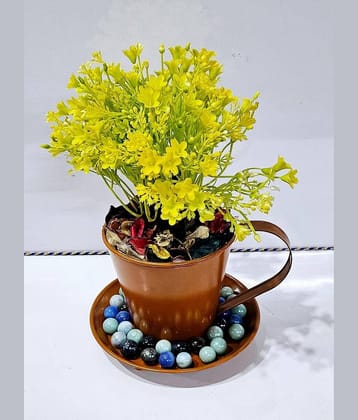 R.R.V. International - Multicolor Rose Artificial Flowers With Pot ( Pack of 1 )