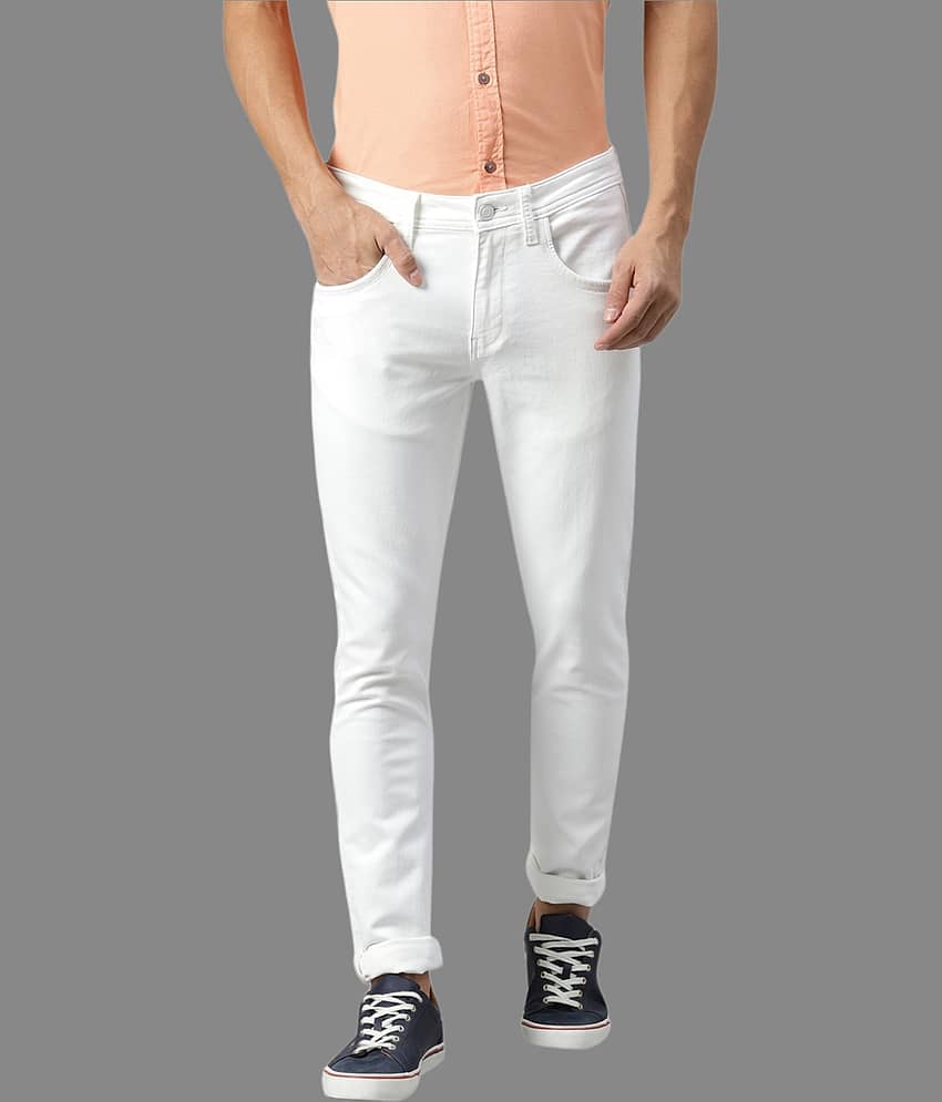 HALOGEN - White Denim Slim Fit Men's Jeans ( Pack of 1 )