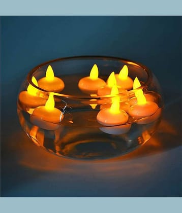 thrifkart FLOTING LED CANDLES LED Candle Yellow - Pack of 12