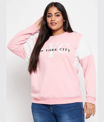 AUSTIVO Fleece Pink Non Hooded Sweatshirt