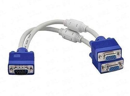 VGA Splitter Cable - 1 Computer to Dual 2 Monitor Video Y Splitter, 15 Pin VGA Male to Female
