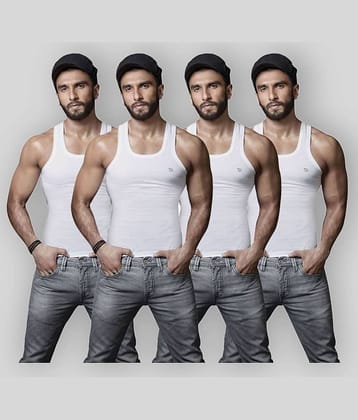 Rupa - White Cotton Men's Vest ( Pack of 4 )