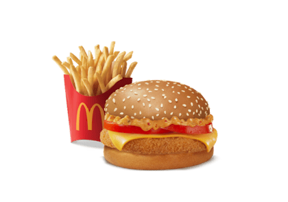 Mexican Corn & Cheese Burger + Fries (M).