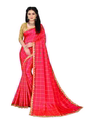 Generic Women's Sana Silk Saree with Blouse (Red, 5 - 6 Mtrs)