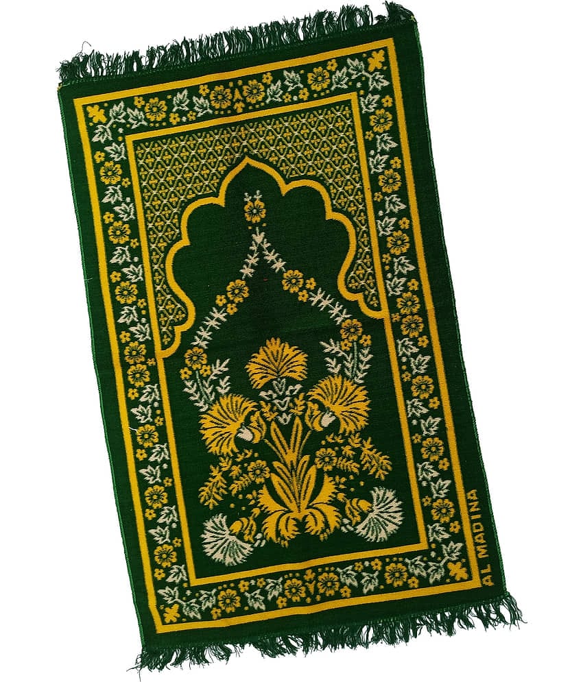 ADIRNY Green Single Velvet Prayer Mat ( 110 X 70 cm )