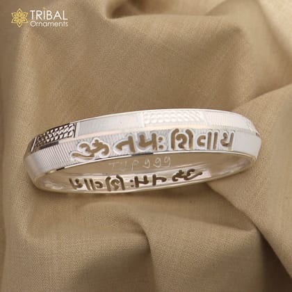 999 pure silver stylish Om namah shivay ( shiva mantra )shiny bangle kada nsk928-2 - 4 or 2.25 inches
