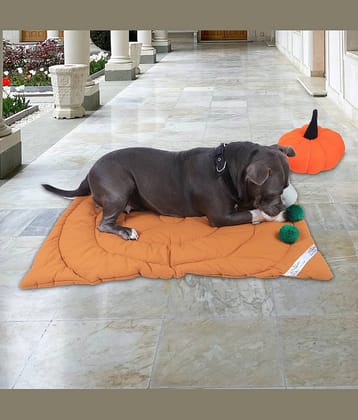 NUEVOS DOGGADIL Cotton Quilted Rectangle Pet Bed Mattress | Foldable Padded Pet Mat | Light Weighted Mattress for Pet_  MUSTARD