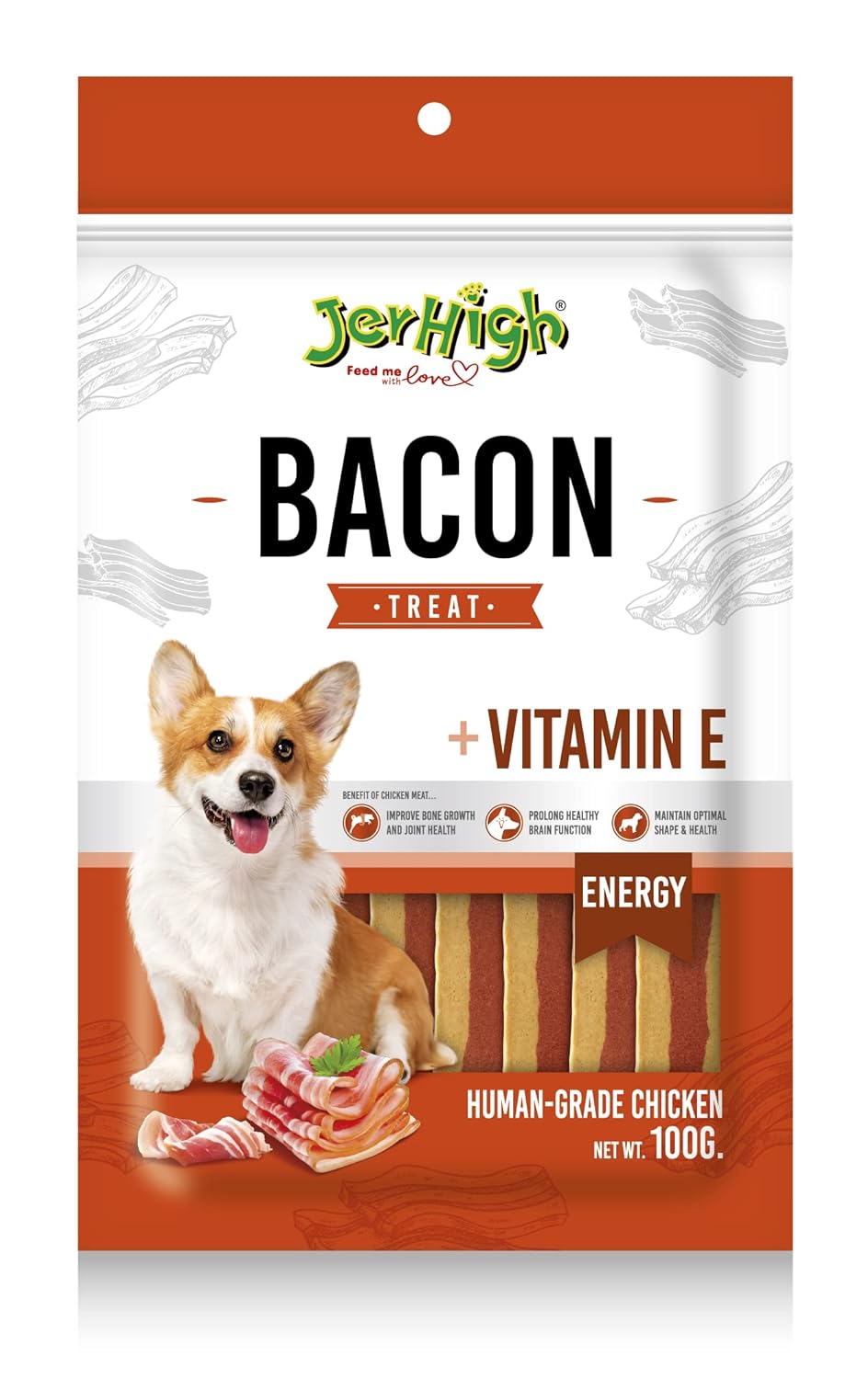 Jerhigh Bacon Treat (100gm) For all Life Stages Dog Treats