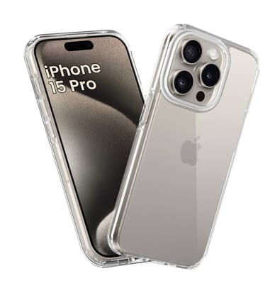 Ice Crystal Series Hybrid Transparent PC Military Grade TPU Back Cover for Apple iPhone 15 Pro, 6.1 inch, Crystal Clear