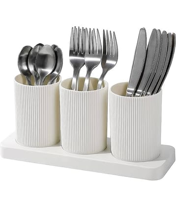MAGICSPOON Cutlery Holder Polyproplene White Multi-Purpose Container ( Set of 1 )