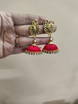 Elegant Metal Stud Jhumka Earrings