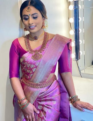 Traditional Wear Pink Zari Weaving Banarasi Soft Silk Saree