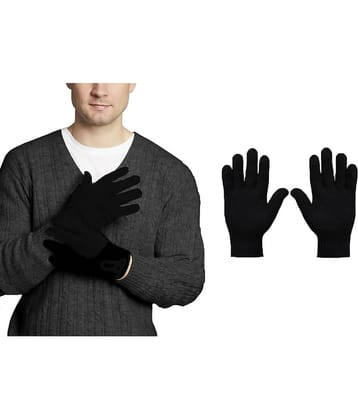 Alamos Black Woollen Men's Woollen Gloves ( Pack of 1 )