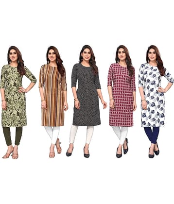 KETAKI FASHION Crepe Printed Straight Women's Kurti - Multicoloured ( Pack of 5 )