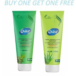 QUEST HERBAL NATURAL GLOW ALOE VERA NEEM FACE WASH( BUY ONE GET ONE FREE)