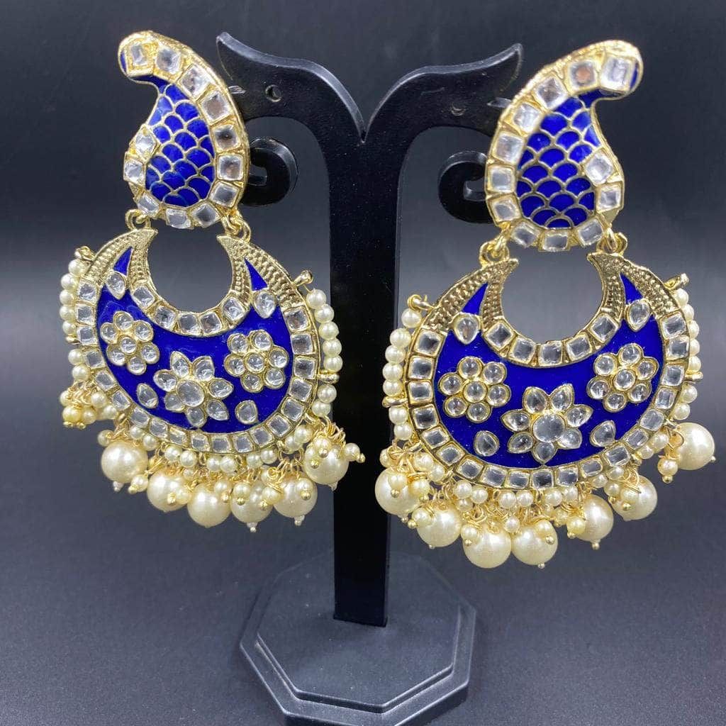 Real Kundan Gold Foiling Traditional Chandbali Earrings By Zevar.