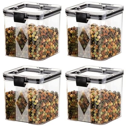 Air Tight Containers For Kitchen Storage Set, Fridge Storage Boxes, Kitchen Containers Set, (700 Ml Set Of 4)(Plastic), Transparent Plastic Box Storage