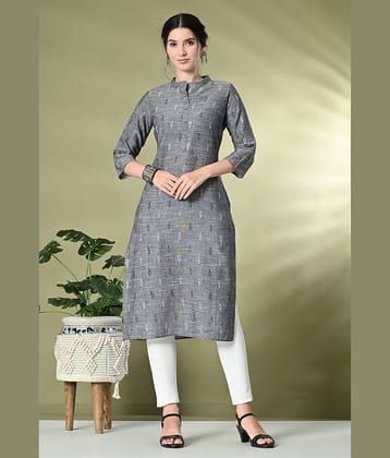 GlowWorld Cotton Printed Straight Women's Kurti - Grey ( Pack of 1 )