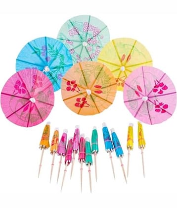 Umbrella Toothpick | Tropical Hawaiian Topper Toothpick | Wooden Bamboo Luau Sticks for Party Fashion Cocktail Decorative | Snack Cakes Fruit Sign Bar Café Home Party Supplies | Pack of 70
