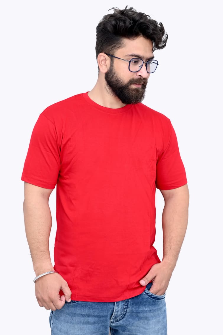 Ultra Soft Solid T-Shirt, Red (Size - L)