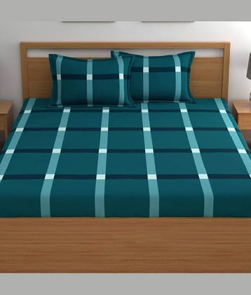 Decent Home Cotton Abstract Printed Fitted ( Double Bed ) - Green