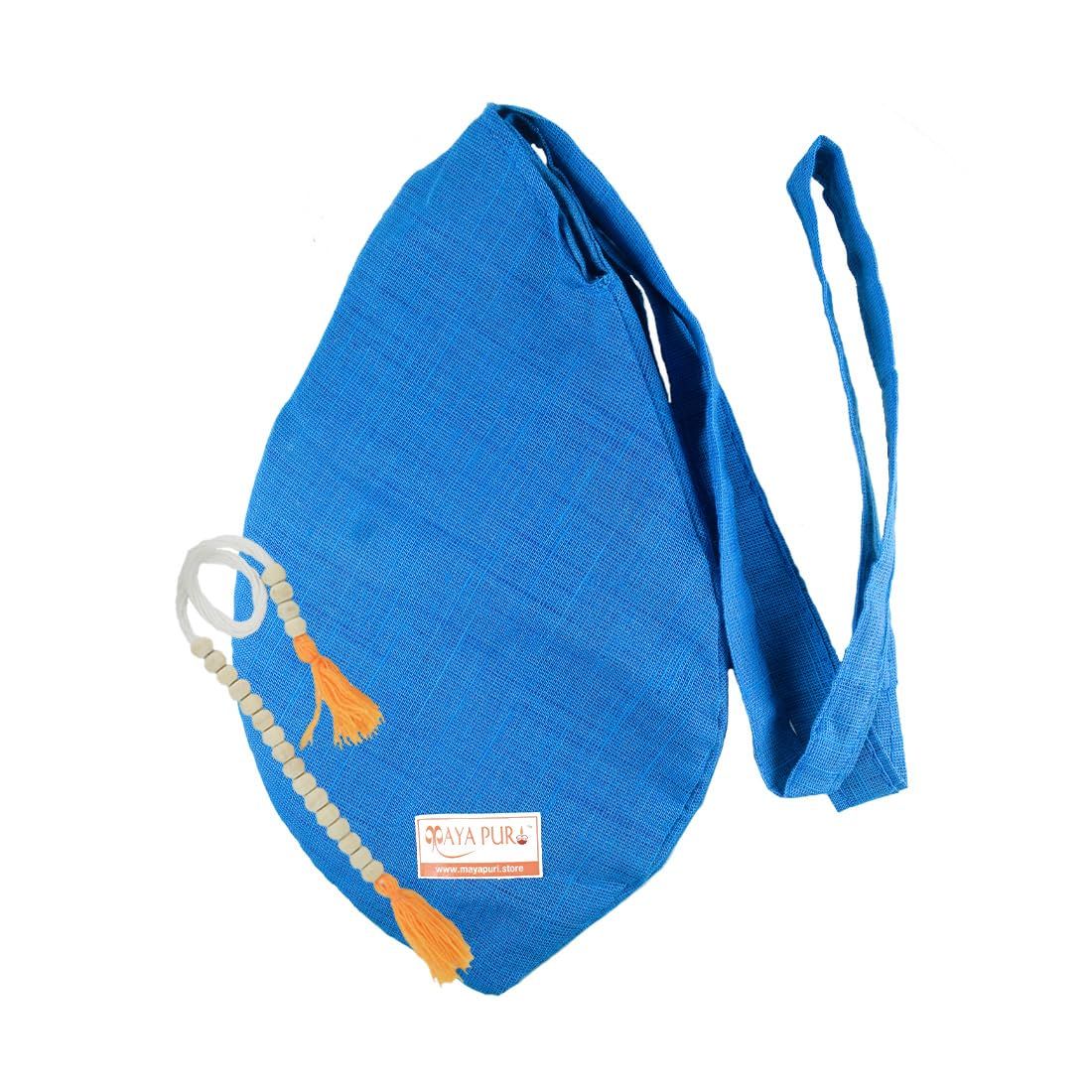 MAYAPURI Cotton Chanting Bag/Gomukhi Japa Mala Bag with Sakshi Mala Counter for Daily Mantra Jaap (Shadow Blue)