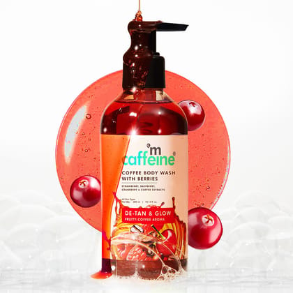 mCaffeine Coffee Body Wash With Berries - 300ML | Tan Removal & Deep Cleansing | Vitamin C Rich Berries for Glowing Skin | Nourishes & Softens Skin | Fruity Fragrance Shower Gel for Men & Women mCaffeine Coffee Body Wash With Berries - 300ML | Tan Remova