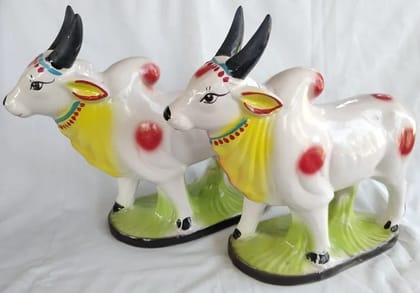 Charming Ceramics Bull Cot Toy for Unique Home Decor