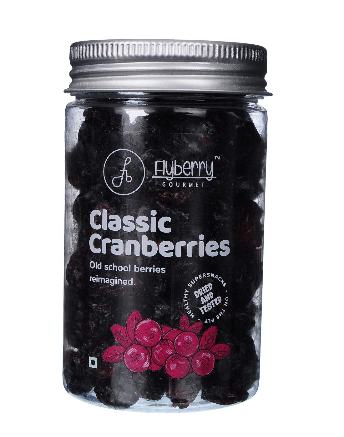 Flyberry Gourmet Dried Cranberries, 100g | Sugar Free | Whole | Infused with Organic Apple juice