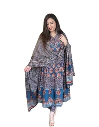 Printed cotton Anarkali suit for women