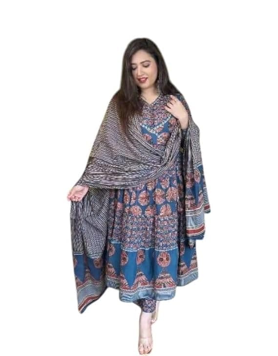 Printed cotton Anarkali suit for women