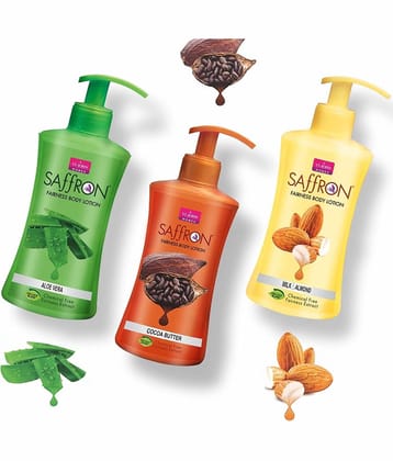 VI-JOHN Saffron Fairness Body Lotion Milk Almond ,Aloevera & Cocoa Butte 250ml Pack of 3