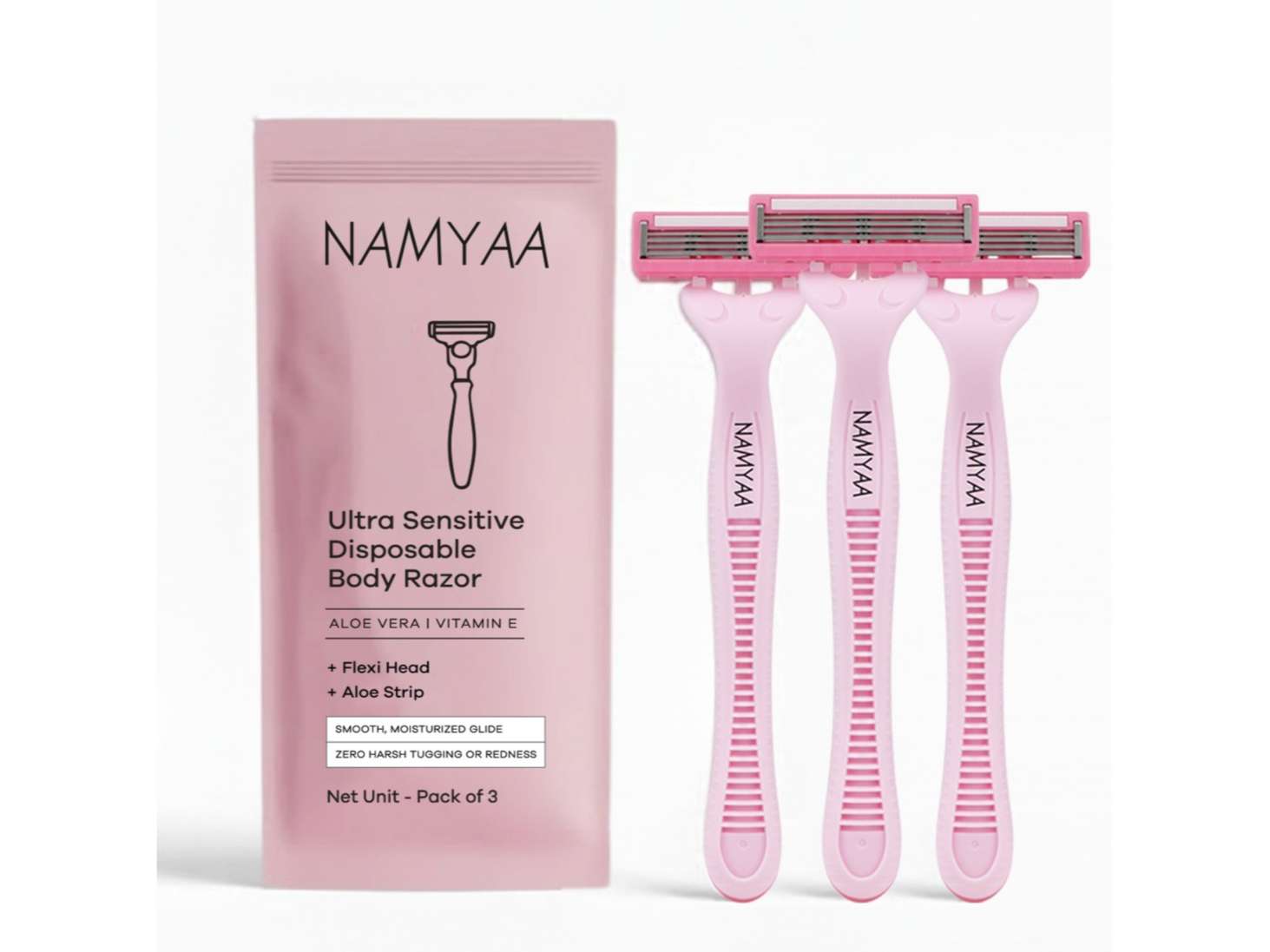 Namyaa Disposable Body Razor for Women & Men, Gentle Hair Removal -  Pack of 3
