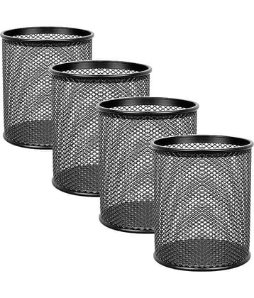 ECLET Black Pen Holder Cup for Desk, Black Wire Mesh Pencil Cup Holder for Desk Office Pen Organizer_C