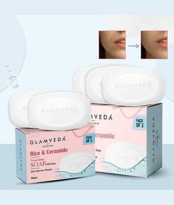 Glamveda Rice & Ceramide Skin Brightening Soap with Hyaluronic acid| Nourishes & Moisturised |375gm
