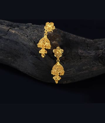 LUV FASHION Golden Jhumki Earrings ( Pack of 1 )