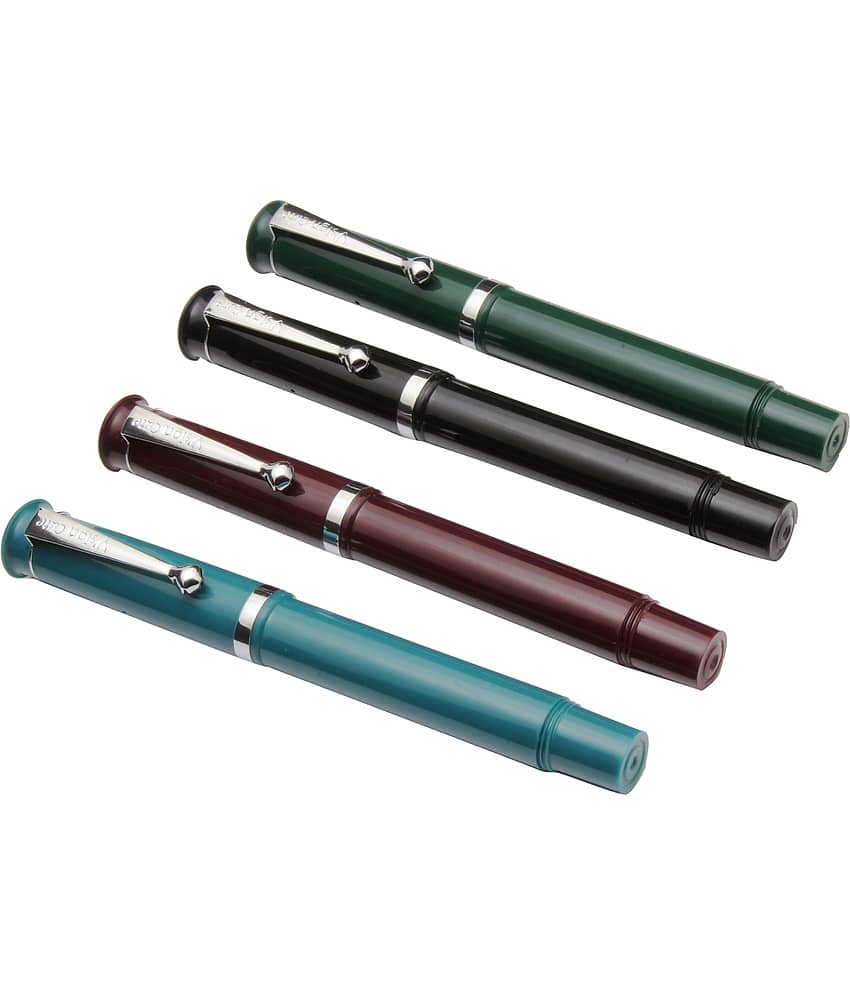 Srpc Set Of 4 - Vsign Cute Pocket Size Fountain Pens Eyedropper System Chrome Trims New
