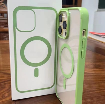 iPhone 11 Series Magsafe Magnetic Wireless Charging Transparent Hard Case With Camera Bumper-iPhone 11 Pro / Mint Green